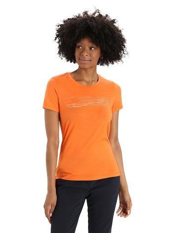 Flash Icebreaker Merino Tech Lite II Short Sleeve Ski Stripes Women's T Shirts | AU 1593OKIR